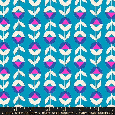 Eye Candy Flower Chain in Cerulean - Ruby Star Society Sold by the Half Yard